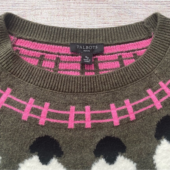 Talbots Sheep Yoke Raglan Crew Neck Pullover Sweater Size Small Petite Winter - Picture 10 of 11